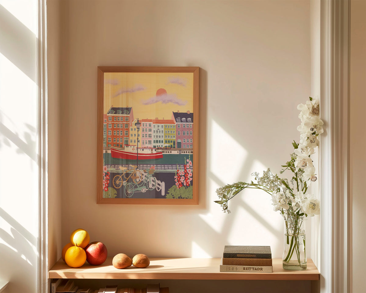 Nyhavn, Copenhagen, Denmark Travel Art Print